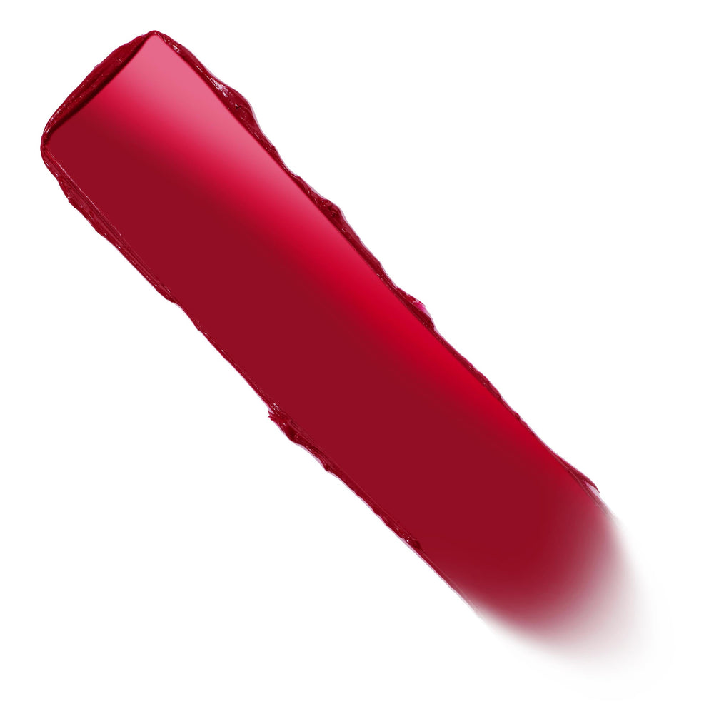 ColourPop Bichette Lippie Stix swatch streaks diagonally, displaying a rich cherry-red color with creamy satin sheen and opaque payoff on a clean white background.