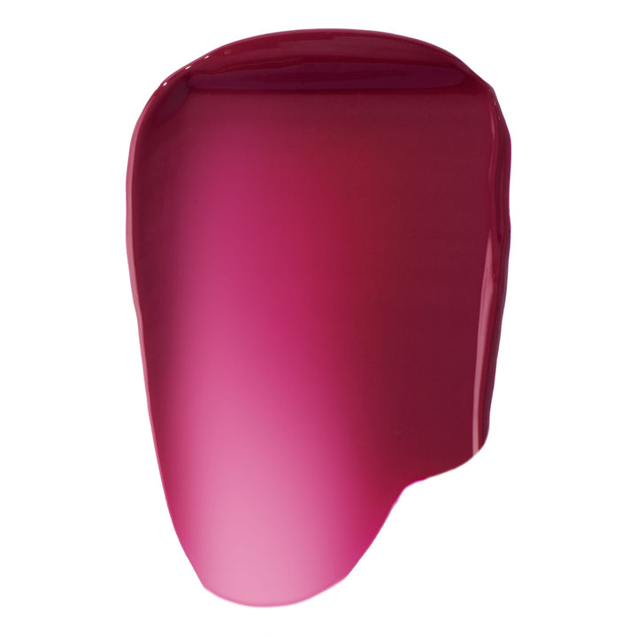 Royal Flush liquid blush swatch fanned in a glossy gradient from deep berry to bright fuchsia on a white background, highlighting the smooth, high-pigment, blendable finish of ColourPop Liquid Blush.